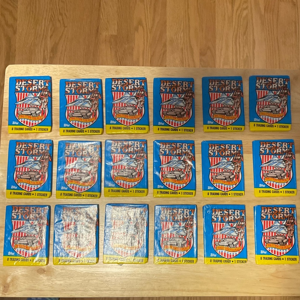 1991 Topps Desert Storm Series 1 Trading Cards. 18 Wax Packs.